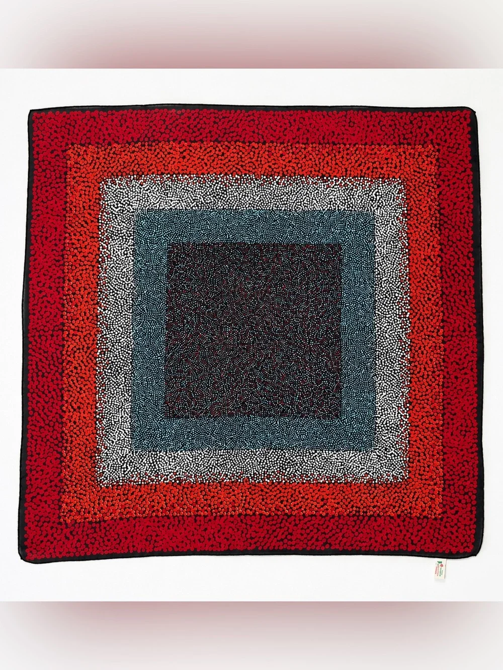 Vintage Made in Italy Abstract Geometric Square Scarf 26x26 Red Black Teal